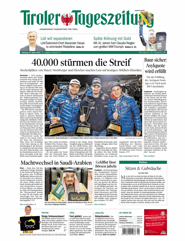 Titelseiten vom 24.01.2015