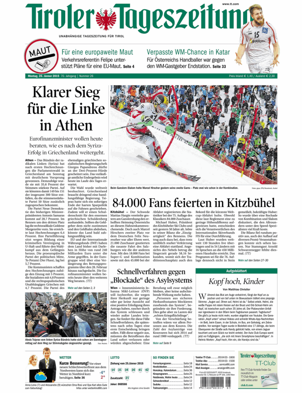 Titelseiten vom 26.01.2015