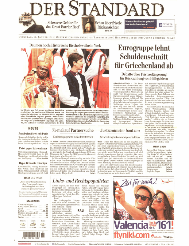 Titelseiten vom 27.01.2015