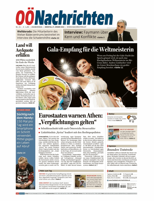 Titelseiten vom 27.01.2015