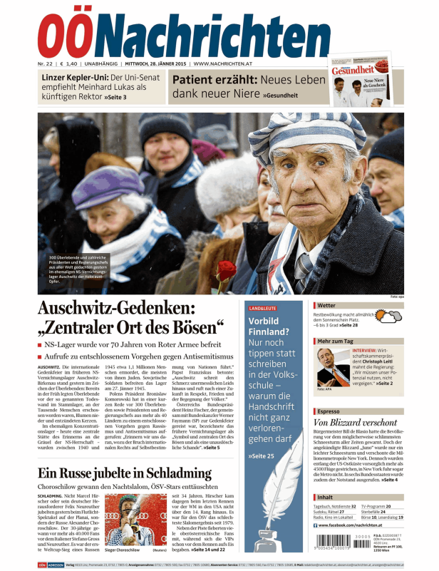 Ein Holocaust-Überlebender bei der Gedenkfeier in Auschwitz.