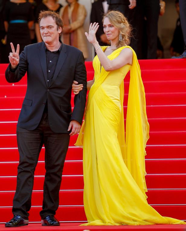 Quentin Tarantino und Uma Thurman auf dem roten Teppich in Cannes.