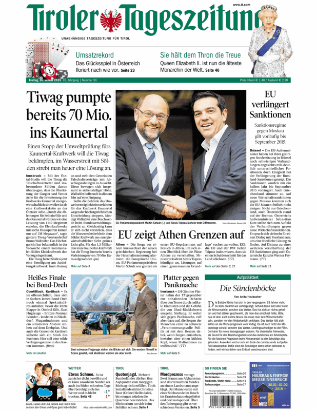 Titelseiten vom 30.01.2015