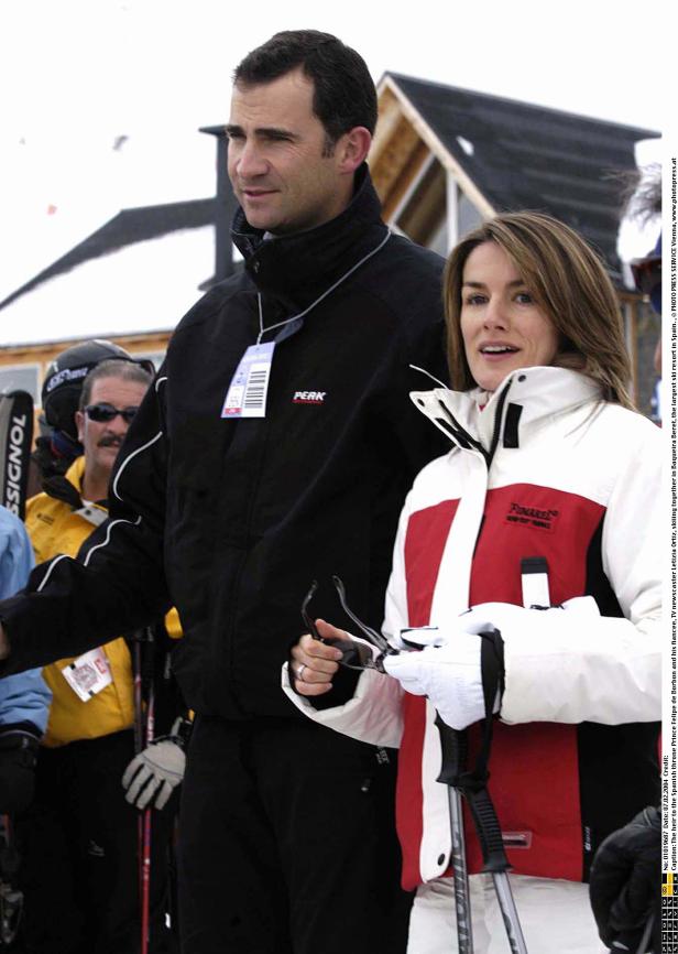 Felipe de Borbón und Letizia Ortiz beim Skifahren in Baqueira Beret.