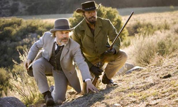 Christoph Waltz und Jamie Foxx in einer Szene aus dem Film „Django Unchained“.