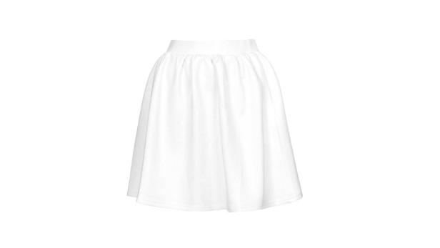 Eine weiße, ausgestellte Rock auf einem weißen Hintergrund.