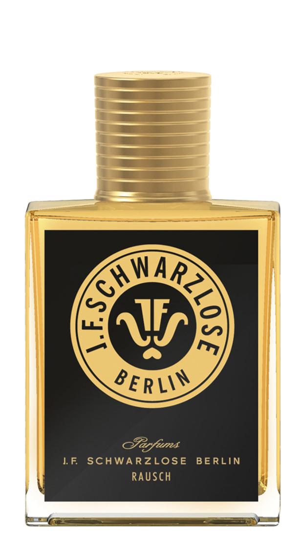 Ein Flakon des Parfüms „Rausch“ von J.F. Schwarzlose Berlin.