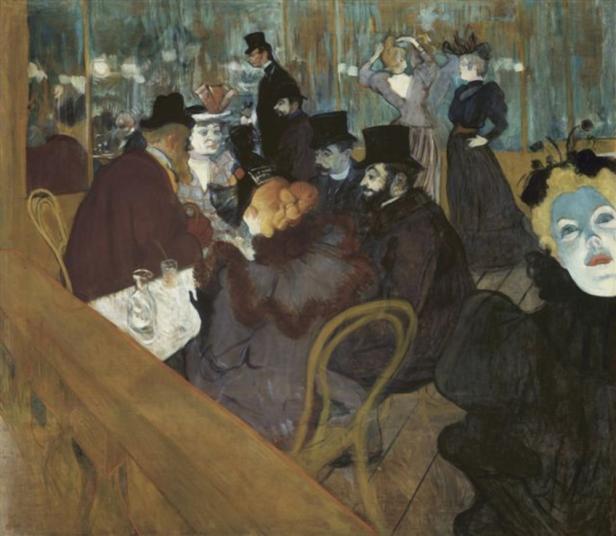 Gemälde von Henri de Toulouse-Lautrec, das eine Gruppe von Menschen in einem Pariser Café zeigt.