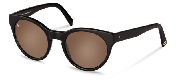 Eine schwarze Sonnenbrille mit braunen Gläsern vor einem weißen Hintergrund.