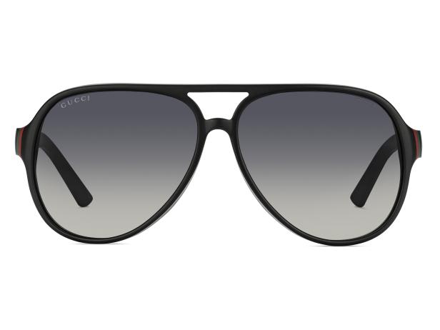 Eine schwarze Pilotenbrille von Gucci mit Farbverlaufgläsern.