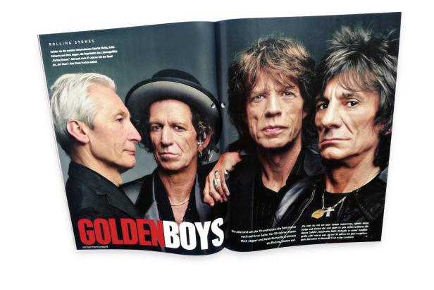 … Die Rolling Stones: Charlie Watts, Keith Richards, Mick Jagger und Ron Wood posieren für ein Gruppenfoto.