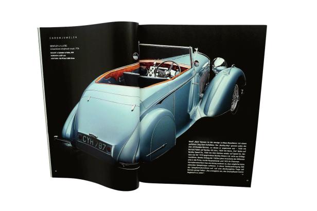 … Ein hellblauer Bentley 4 ¼ Litre Streamlined Drophead Coupé von 1936.