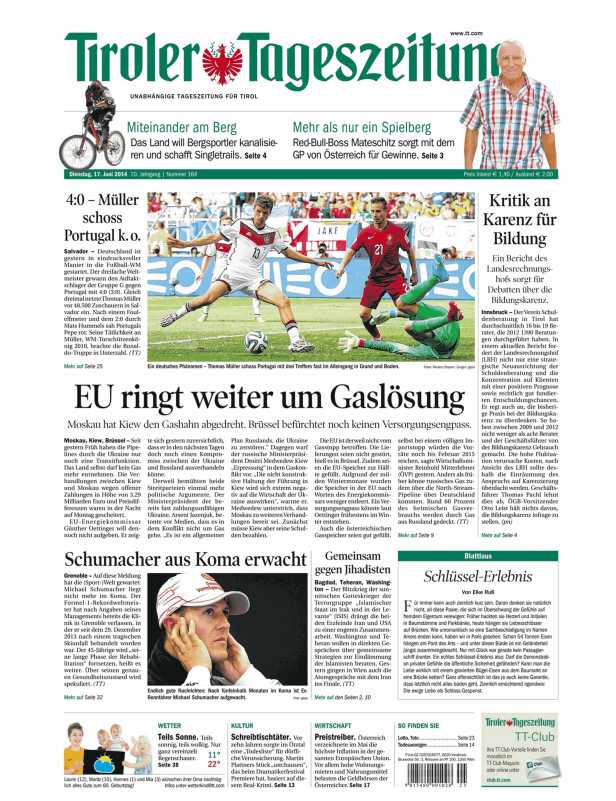 Thomas Müller schießt im Spiel Deutschland gegen Portugal bei der Fußball-WM 2014 ein Tor.