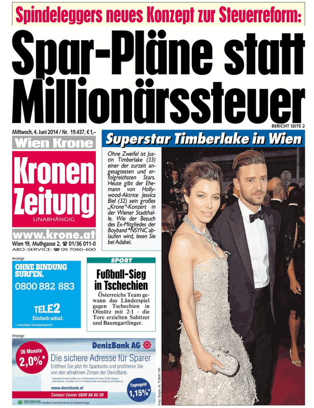 Jessica Biel und Justin Timberlake auf dem „Krone“-Konzert in der Wiener Stadthalle.