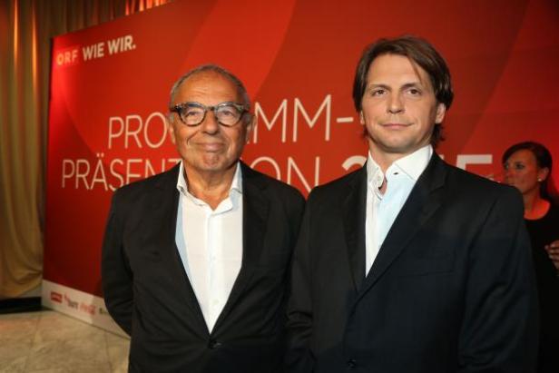 Mariusz Jan Demner, einer der vergoldeten Ausgezeichneten des ORF-Awards-Abends, mit Oliver Böhm, dem Geschäftsführer der ORF Enterprise. (c: orf - leitner hans)