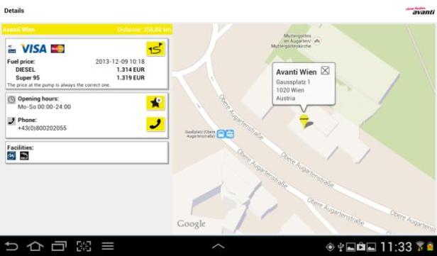 Avanti-App zur Zapfsäule