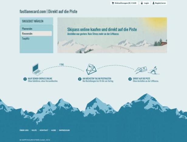 (c: skihappyhour.com) Website von fastlanecard.com, die Online-Skipässe für Riesneralm und andere Skigebiete anbietet.