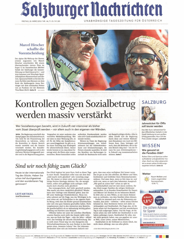 Titelseiten vom 20.03.2015