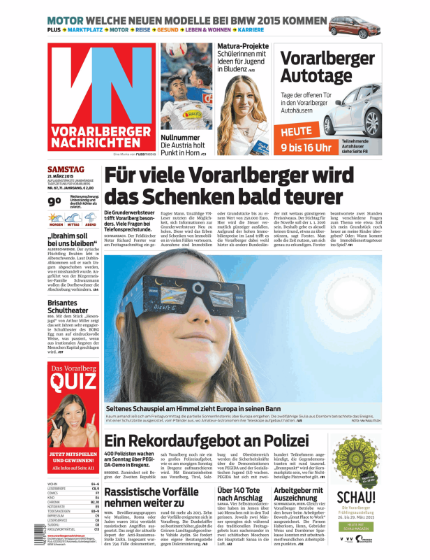 Titelseiten vom 21.03.2015
