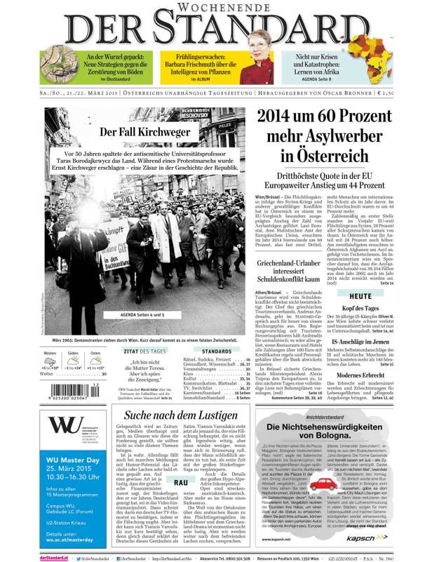 Titelseiten vom 21.03.2015