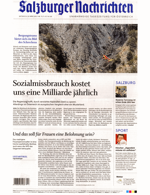 Titelseiten vom 25.03.2015