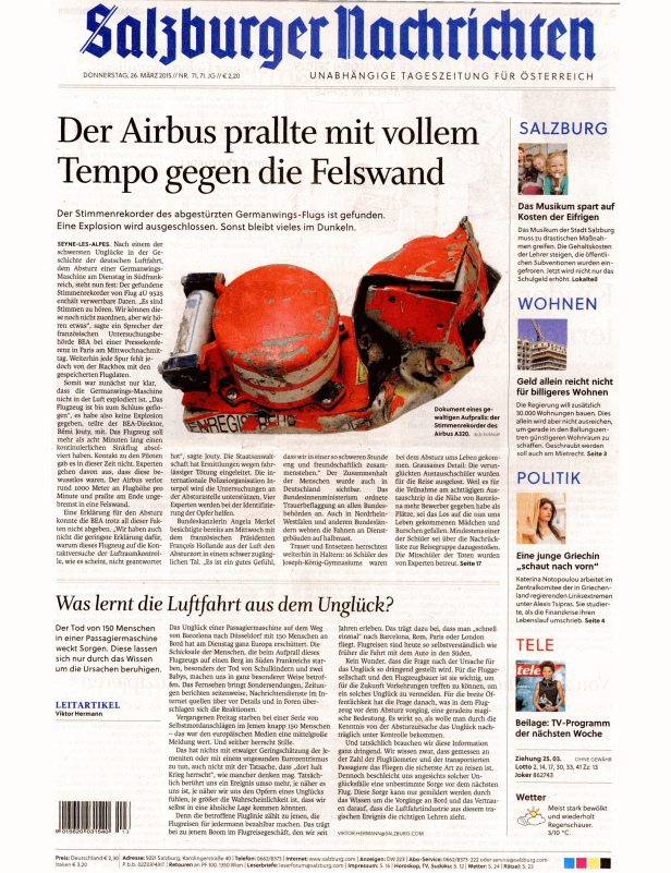 Titelseiten vom 26.03.2015