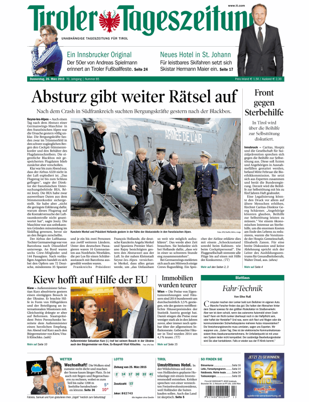 Titelseiten vom 26.03.2015