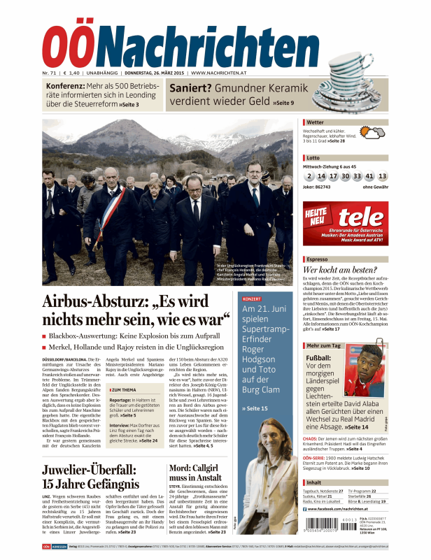 Titelseiten vom 26.03.2015
