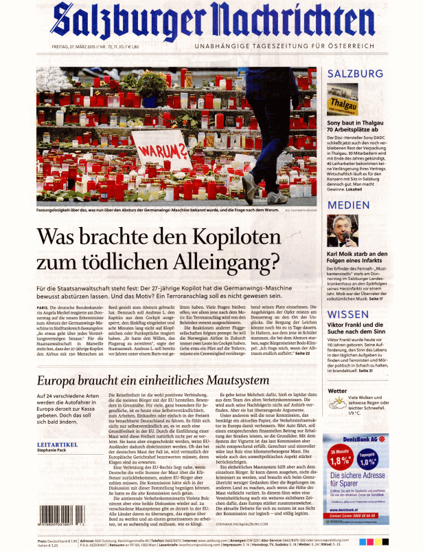 Titelseiten vom 27.03.2015