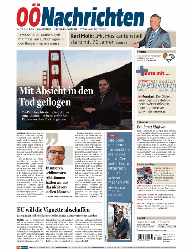 Titelseiten vom 27.03.2015