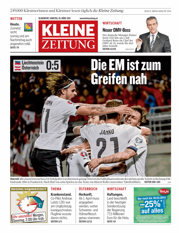 Titelseiten vom 28.03.2015
