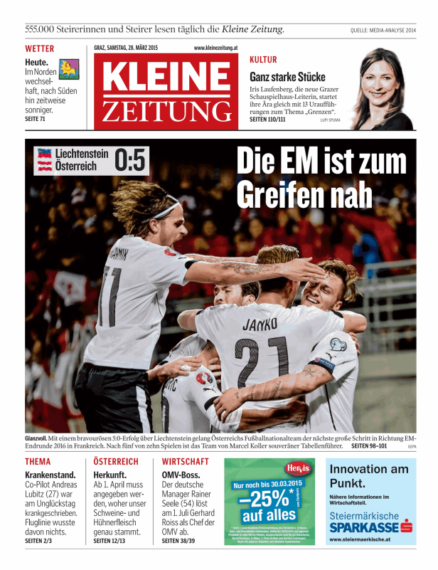 Titelseiten vom 28.03.2015