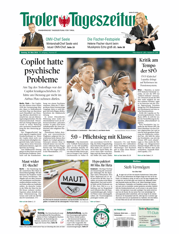 Titelseiten vom 28.03.2015