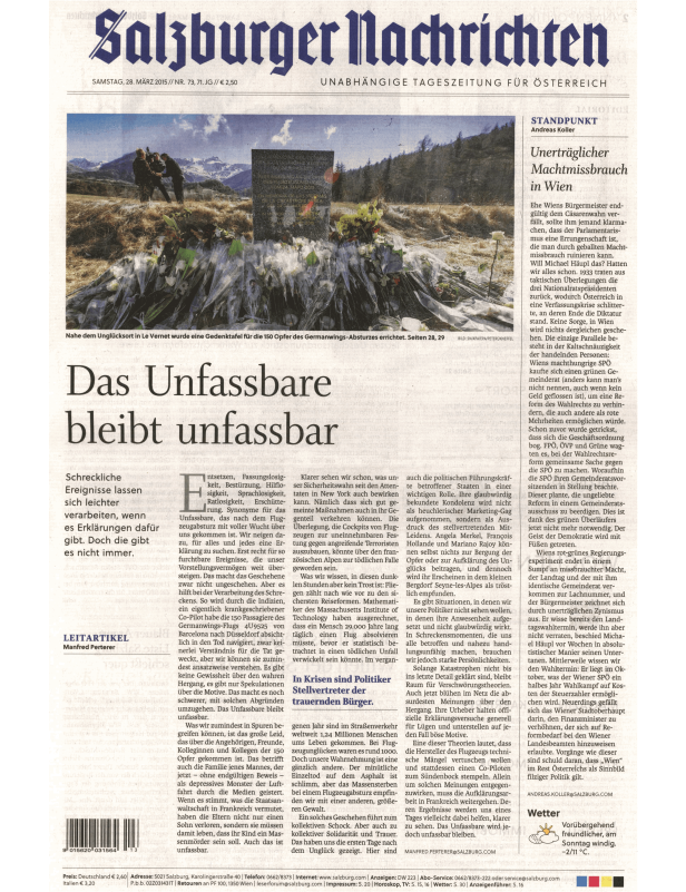 Titelseiten vom 28.03.2015