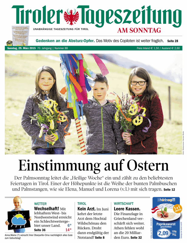 Titelseiten vom 29.03.2015