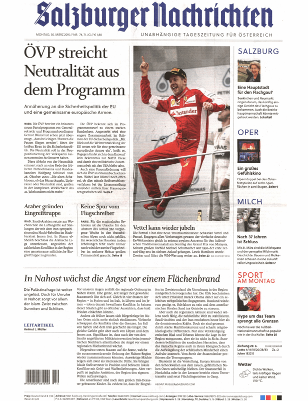 Titelseiten vom 30.03.2015