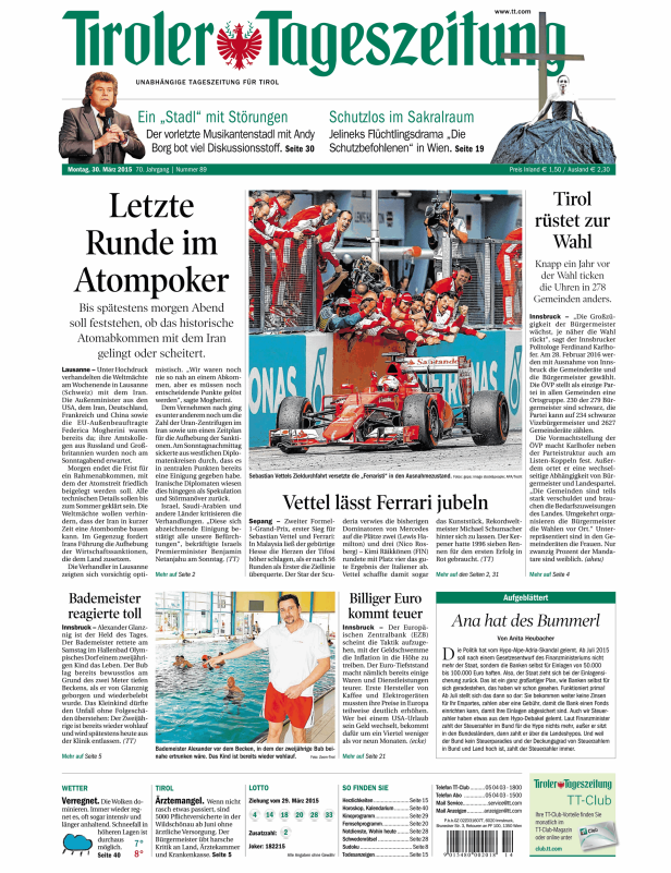 Titelseiten vom 30.03.2015