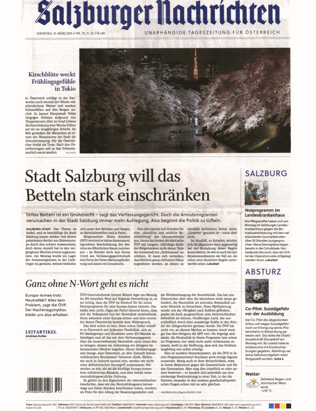 Titelseiten vom 31.03.2015