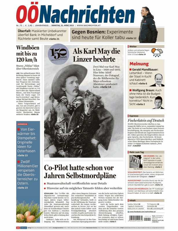 Titelseiten vom 31.03.2015