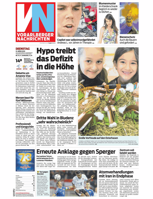 Titelseiten vom 31.03.2015