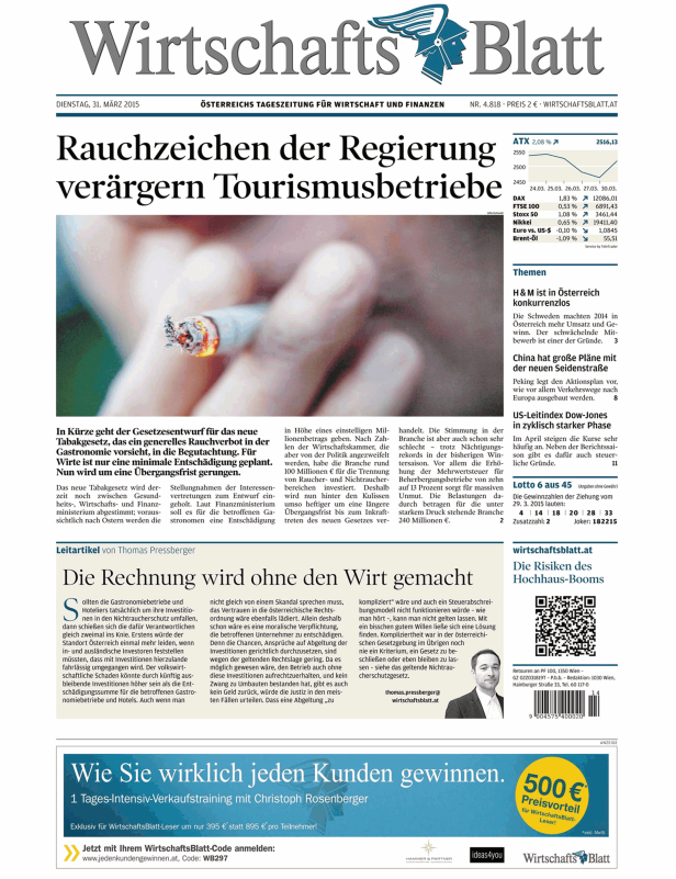 Titelseiten vom 31.03.2015
