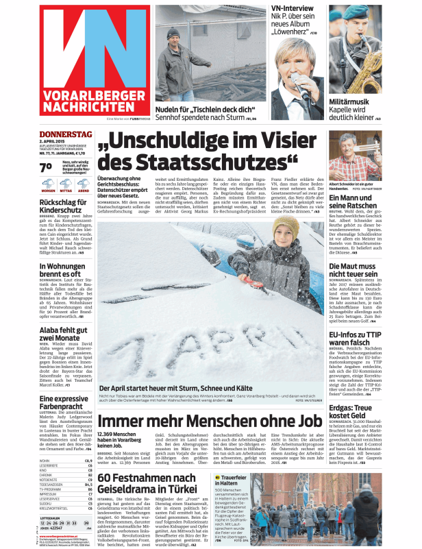 Titelseiten vom 02.04.2015