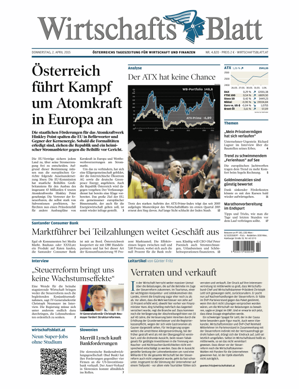 Titelseiten vom 02.04.2015