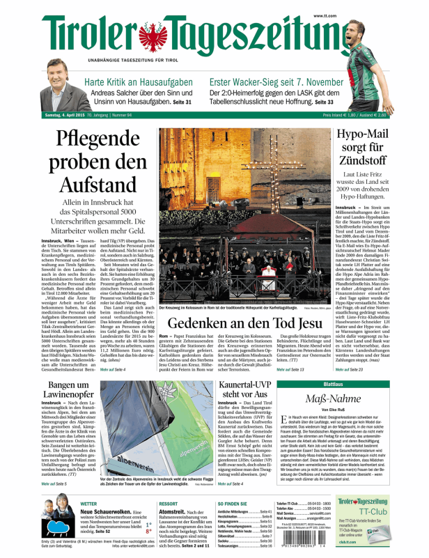 Titelseiten vom 04.04.2015