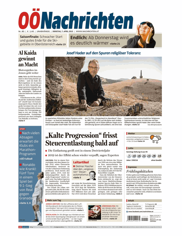Titelseiten vom 07.04.2015