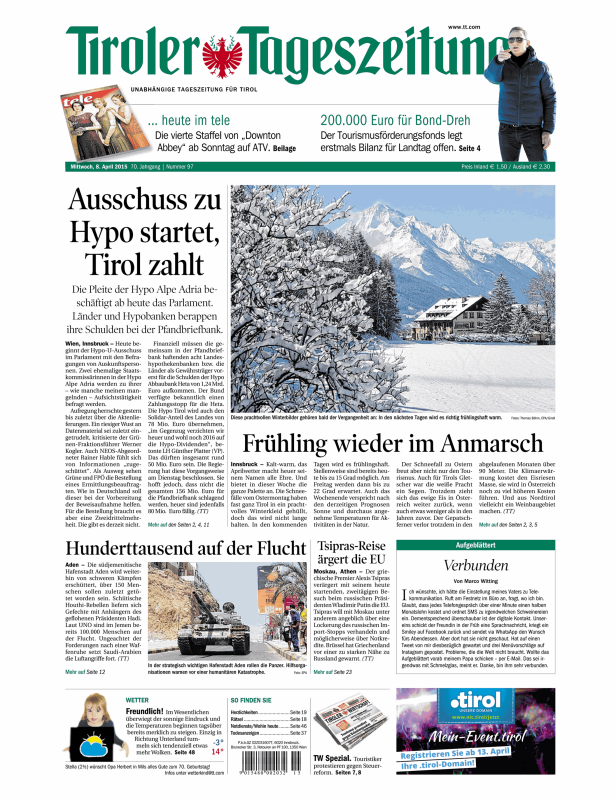 Titelseiten vom 08.04.2015