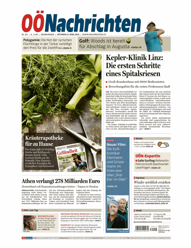 Titelseiten vom 08.04.2015