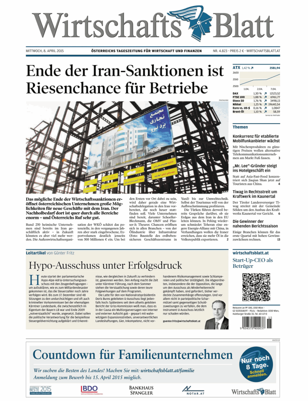 Titelseiten vom 08.04.2015