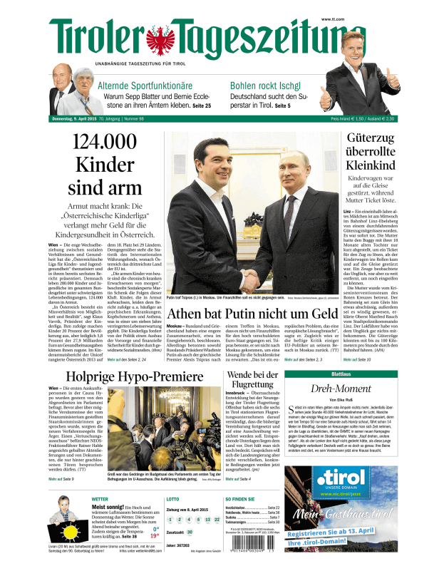 Titelseiten vom 09.04.2015