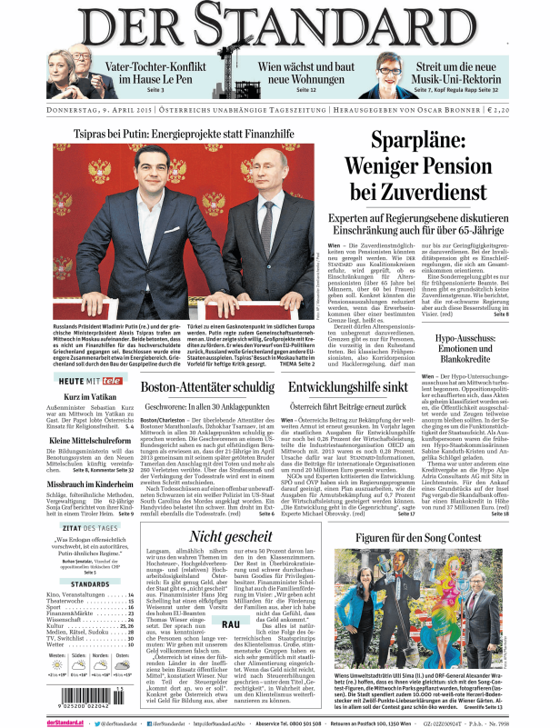 Titelseiten vom 09.04.2015